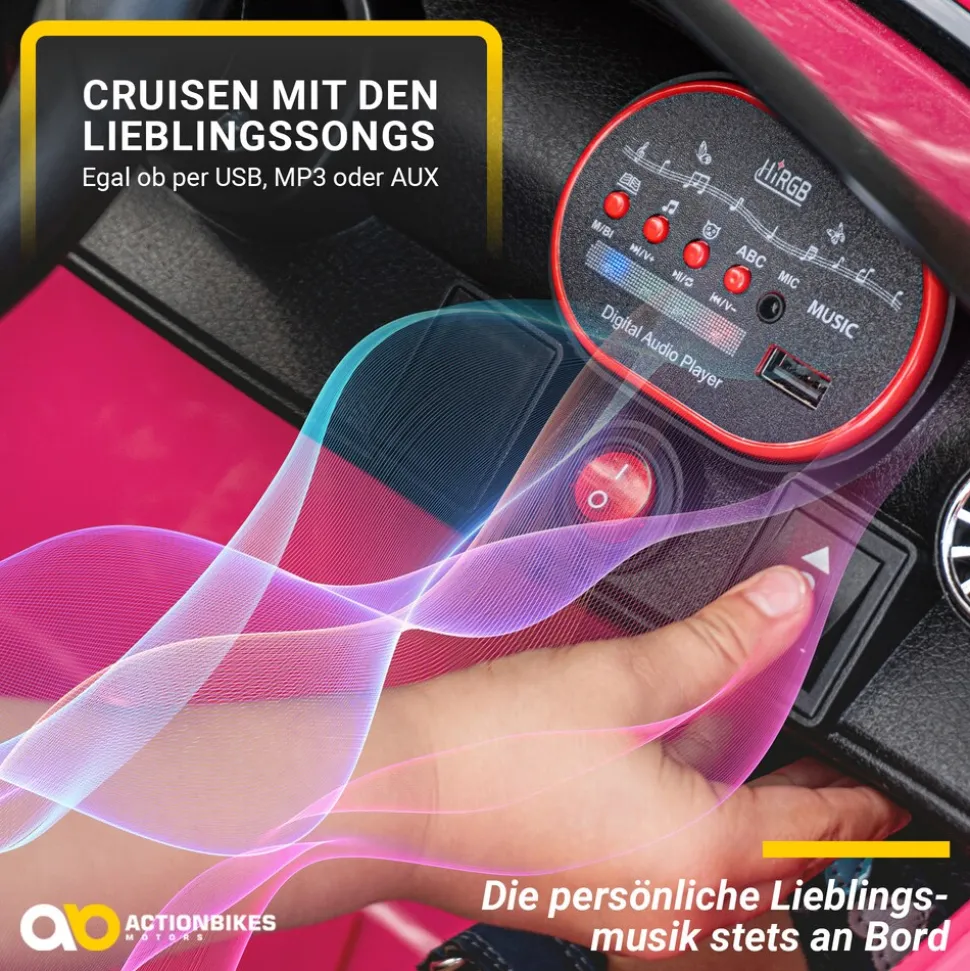 Kinder-Elektroauto Mercedes-Benz CLS 350 Coupé, lizenziert, 2 x 20 Watt Motoren, LED-Scheinwerfer (Pink)