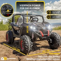 Kinder-Elektroauto UTV Buggy MX Allrad 4x4 (Schwarz Weiß)
