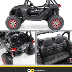 Kinder-Elektroauto UTV Buggy MX Allrad 4x4 (Schwarz Weiß)