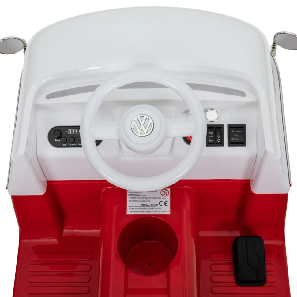 Kinder-Elektroauto VW T1 Camper Bus, Bremsautomatik, 3-5 km/h, Soft-Start, LED, Fernbedienung
