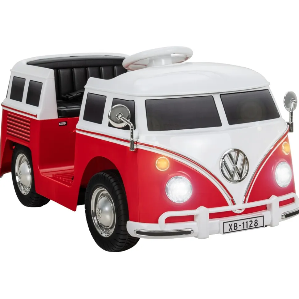 Kinder-Elektroauto VW T1 Camper Bus, Bremsautomatik, 3-5 km/h, Soft-Start, LED, Fernbedienung