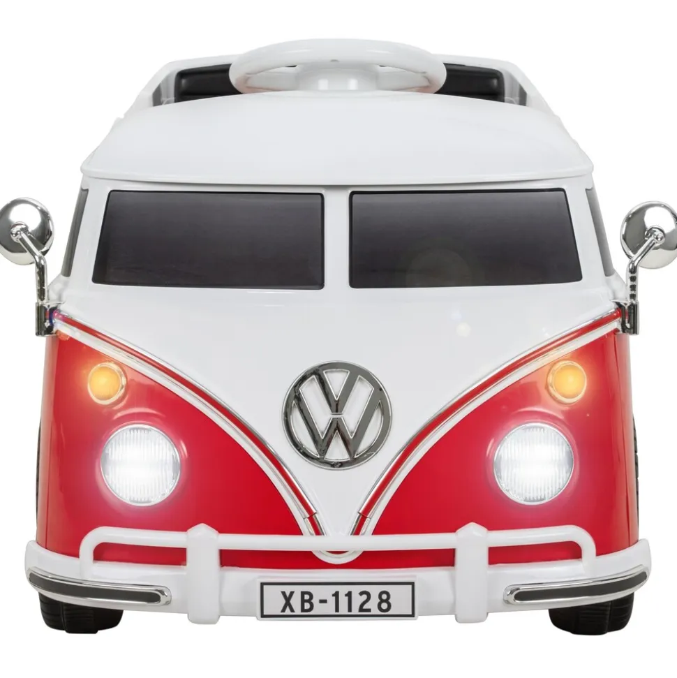 Kinder-Elektroauto VW T1 Camper Bus, Bremsautomatik, 3-5 km/h, Soft-Start, LED, Fernbedienung
