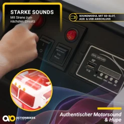 Kinder-Elektro-Feuerwehrauto LL911, 2-Sitzer, Sirene, Spritze, EVA-Reifen, 90 Watt, Fernbedienung