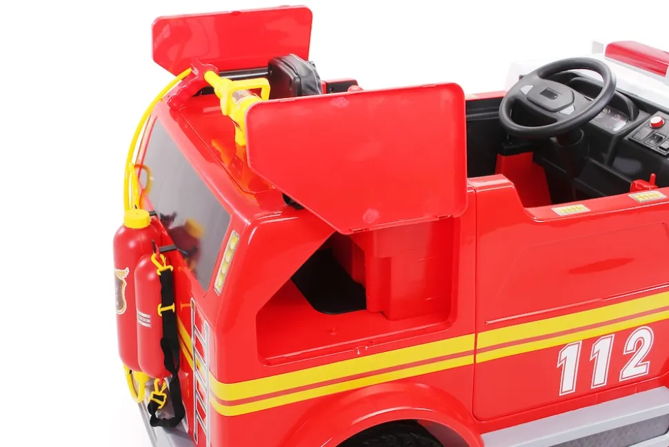 Kinder-Elektro-Feuerwehrauto LL911, 2-Sitzer, Sirene, Spritze, EVA-Reifen, 90 Watt, Fernbedienung