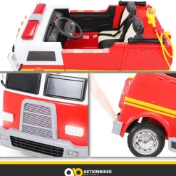 Kinder-Elektro-Feuerwehrauto LL911, 2-Sitzer, Sirene, Spritze, EVA-Reifen, 90 Watt, Fernbedienung