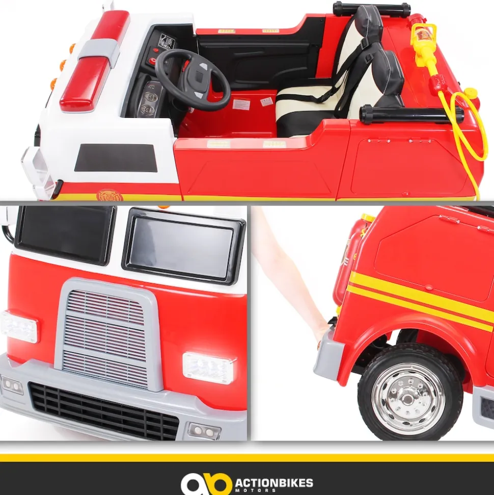 Kinder-Elektro-Feuerwehrauto LL911, 2-Sitzer, Sirene, Spritze, EVA-Reifen, 90 Watt, Fernbedienung