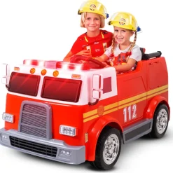 Kinder-Elektro-Feuerwehrauto LL911, 2-Sitzer, Sirene, Spritze, EVA-Reifen, 90 Watt, Fernbedienung