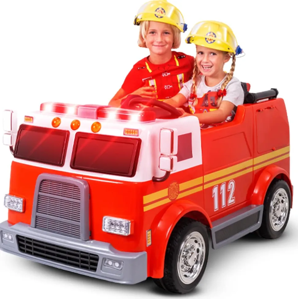 Kinder-Elektro-Feuerwehrauto LL911, 2-Sitzer, Sirene, Spritze, EVA-Reifen, 90 Watt, Fernbedienung