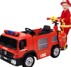Kinder-Elektro-Feuerwehrauto SX1818, Spritze, Sirene, Blaulicht, 70 Watt, Servolenkung, Bluetooth