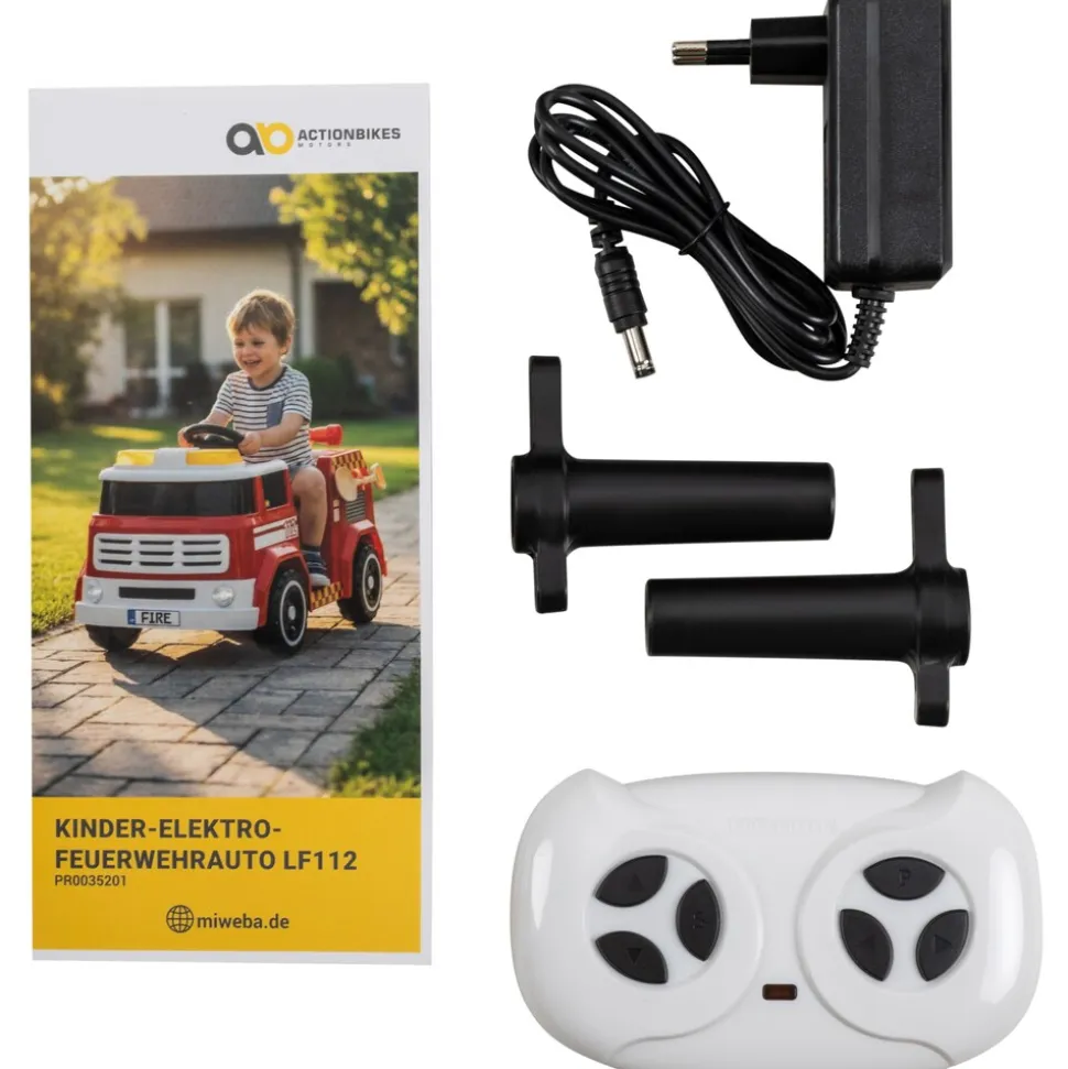 Kinder-Elektro-Feuerwehrauto LF112, Wasserspritze, Sirene, Sprechanlage, Einsatzlicht, 50W, MP3