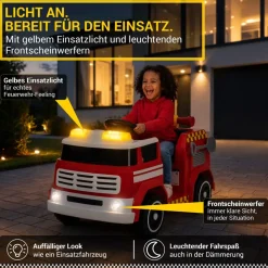 Kinder-Elektro-Feuerwehrauto LF112, Wasserspritze, Sirene, Sprechanlage, Einsatzlicht, 50W, MP3