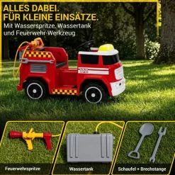 Kinder-Elektro-Feuerwehrauto LF112, Wasserspritze, Sirene, Sprechanlage, Einsatzlicht, 50W, MP3
