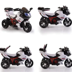 Kinder Elektromotorrad HP2 FB-6187, mit Musikfunktion, Spielzeugkorb, ab 3 Jahre schwarz