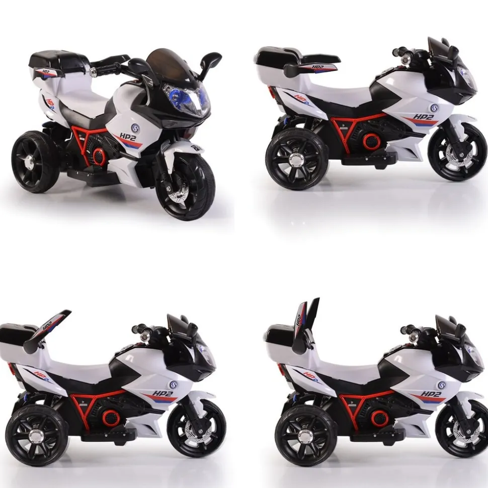 Kinder Elektromotorrad HP2 FB-6187, mit Musikfunktion, Spielzeugkorb, ab 3 Jahre schwarz