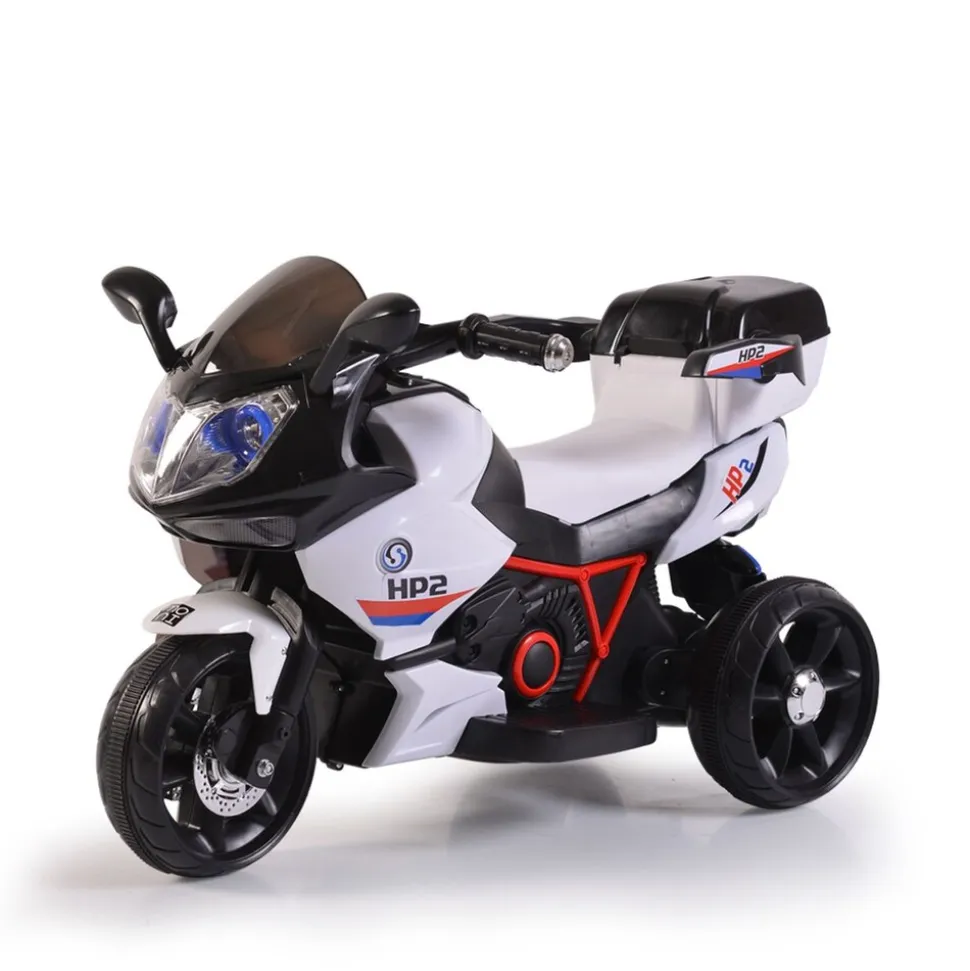 Kinder Elektromotorrad HP2 FB-6187, mit Musikfunktion, Spielzeugkorb, ab 3 Jahre schwarz