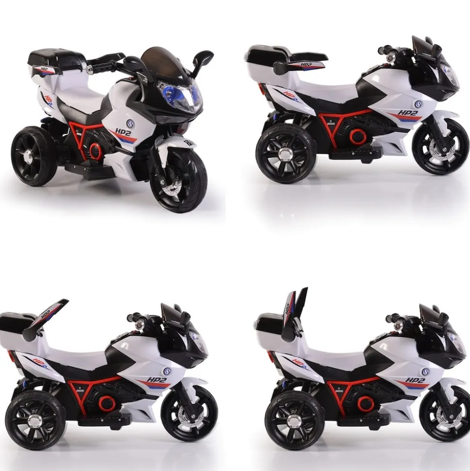 Kinder Elektromotorrad HP2 FB-6187, mit Musikfunktion, Spielzeugkorb, ab 3 Jahre schwarz