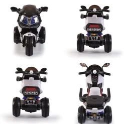 Kinder Elektromotorrad HP2 FB-6187, mit Musikfunktion, Spielzeugkorb, ab 3 Jahre schwarz