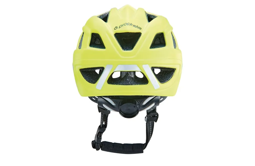 Kinder-Fahrradhelm, Inmold Technologie, mit LED-Licht, reflektierenden Gurbändern und 5 Reflektionsstreifen, Größe: 48-53 cm, Farbe: neongelb