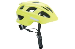 Kinder-Fahrradhelm, Inmold Technologie, mit LED-Licht, reflektierenden Gurbändern und 5 Reflektionsstreifen, Größe: 48-53 cm, Farbe: neongelb