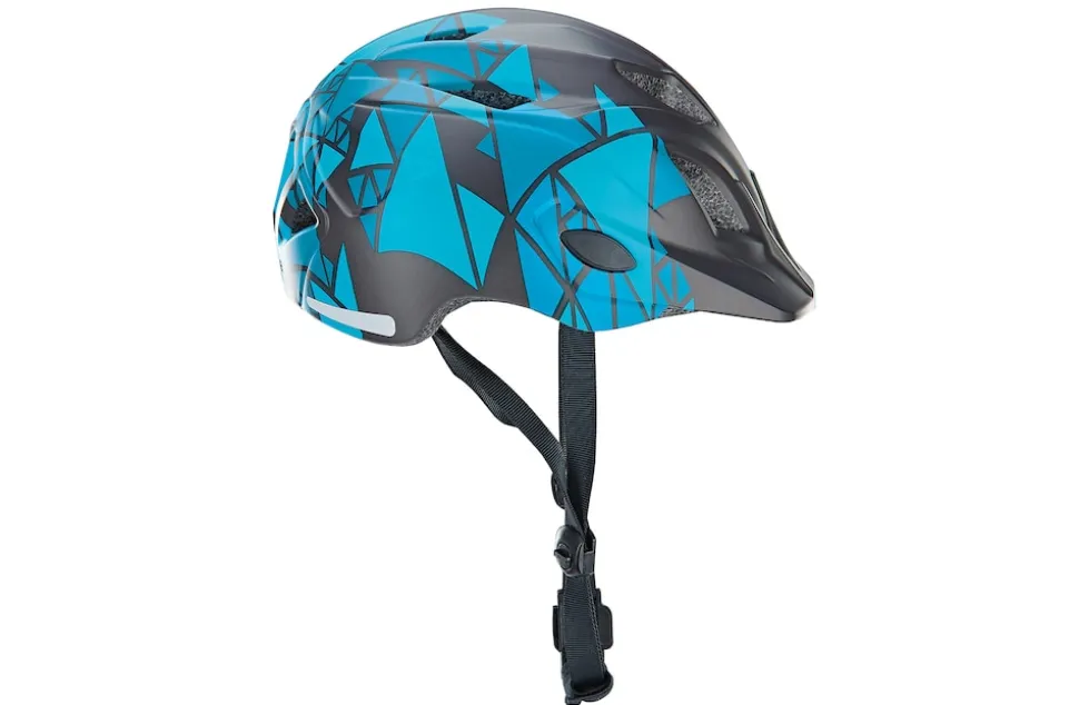 Kinder-Fahrradhelm, Inmold Technologie, mit LED-Licht und Reflektionsstreifen, Größe: 48-52 cm, Farbe: blau
