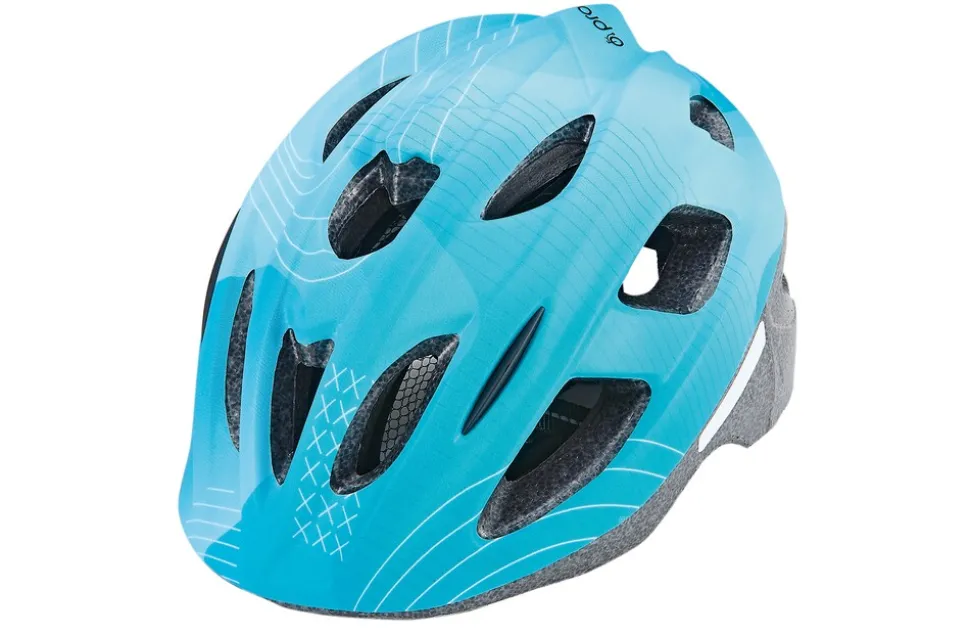 Kinder-Fahrradhelm, stoßfeste Hartschaum-Innenschale, LED-Licht, reflektierende Gurtbänder und 5 Reflektionsstreifen, Größe: 53-55 cm, Farbe: türkis