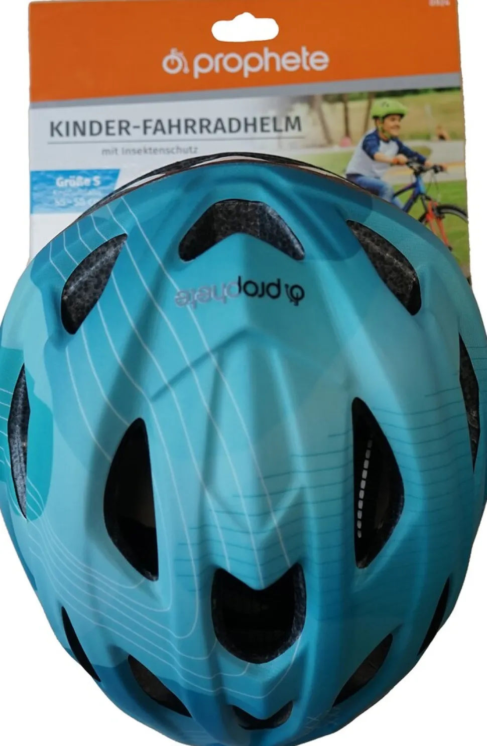 Kinder-Fahrradhelm, stoßfeste Hartschaum-Innenschale, LED-Licht, reflektierende Gurtbänder und 5 Reflektionsstreifen, Größe: 53-55 cm, Farbe: türkis