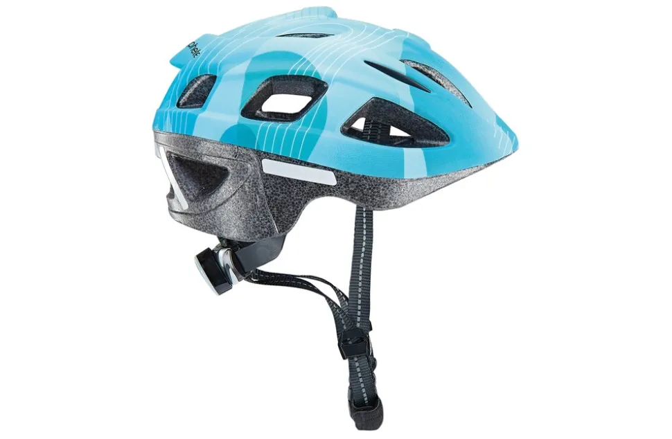 Kinder-Fahrradhelm, stoßfeste Hartschaum-Innenschale, LED-Licht, reflektierende Gurtbänder und 5 Reflektionsstreifen, Größe: 53-55 cm, Farbe: türkis