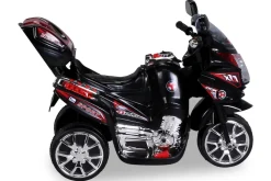 Kindermotorrad C051, Kinder-Elektro-Motorrad mit 12-Watt-Motor, LED-Scheinwerfer, 2-Gang-Getriebe (Schwarz)