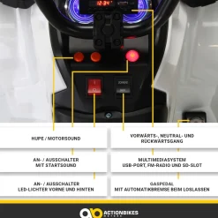 Kinderquad Bumper, Kinder-Elektroauto mit Fernbedienung, 70 Watt, Stoßdämpfer, Bremsautomatik, LED (Weiß)