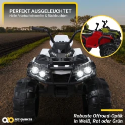 Kinderquad Bumper, Kinder-Elektroauto mit Fernbedienung, 70 Watt, Stoßdämpfer, Bremsautomatik, LED (Weiß)