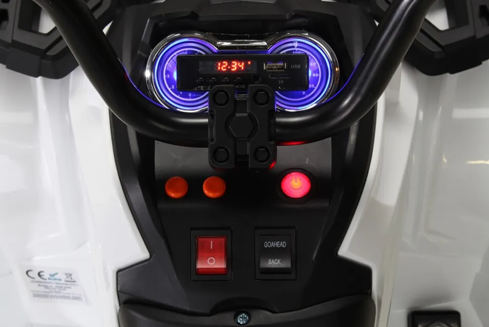 Kinderquad Bumper, Kinder-Elektroauto mit Fernbedienung, 70 Watt, Stoßdämpfer, Bremsautomatik, LED (Weiß)