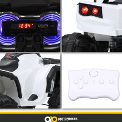 Kinderquad Bumper, Kinder-Elektroauto mit Fernbedienung, 70 Watt, Stoßdämpfer, Bremsautomatik, LED (Weiß)