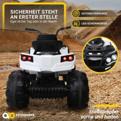 Kinderquad Bumper, Kinder-Elektroauto mit Fernbedienung, 70 Watt, Stoßdämpfer, Bremsautomatik, LED (Weiß)