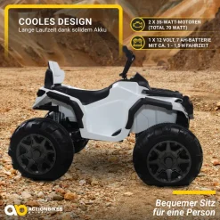 Kinderquad Bumper, Kinder-Elektroauto mit Fernbedienung, 70 Watt, Stoßdämpfer, Bremsautomatik, LED (Weiß)
