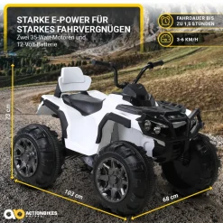 Kinderquad Bumper, Kinder-Elektroauto mit Fernbedienung, 70 Watt, Stoßdämpfer, Bremsautomatik, LED (Weiß)
