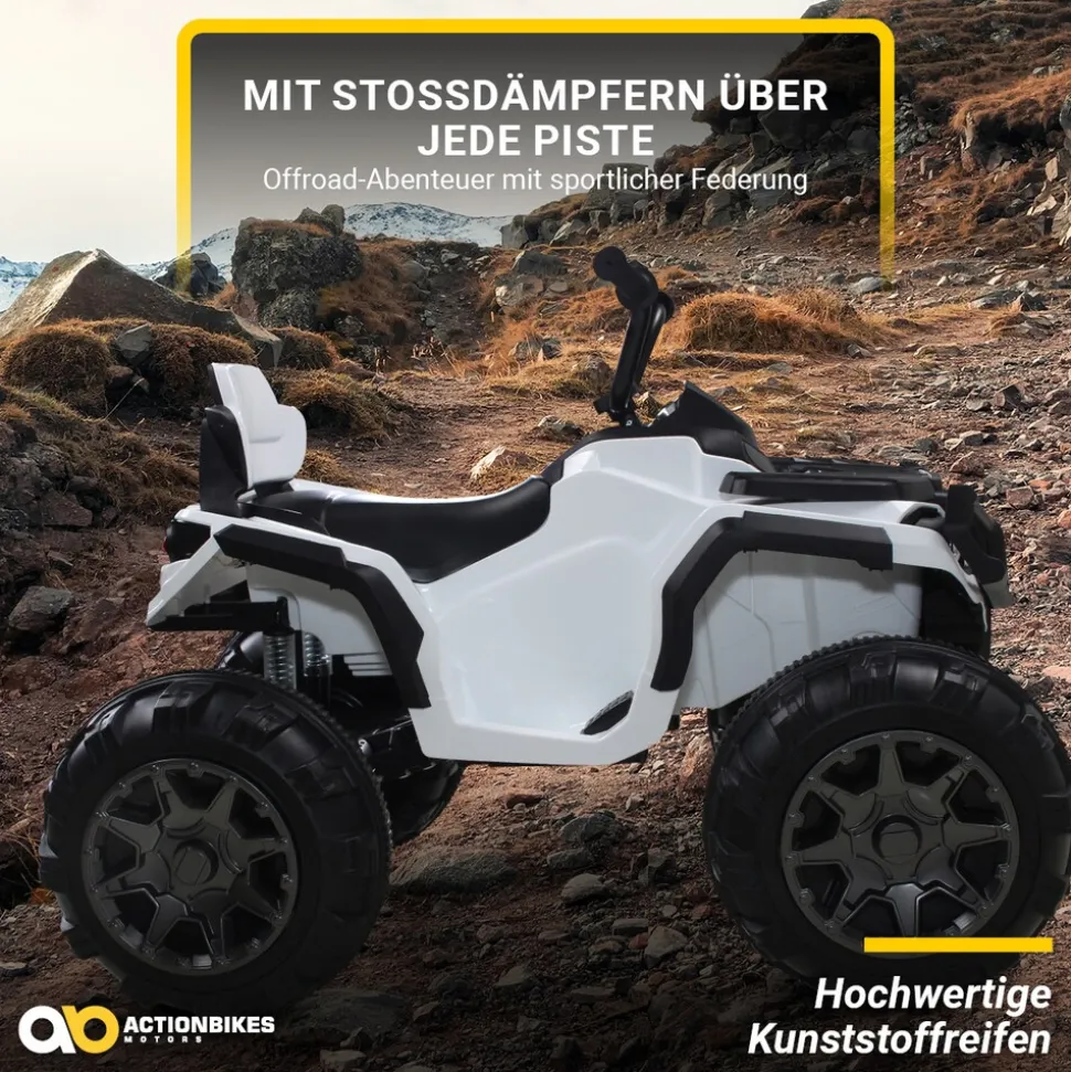 Kinderquad Bumper, Kinder-Elektroauto mit Fernbedienung, 70 Watt, Stoßdämpfer, Bremsautomatik, LED (Weiß)