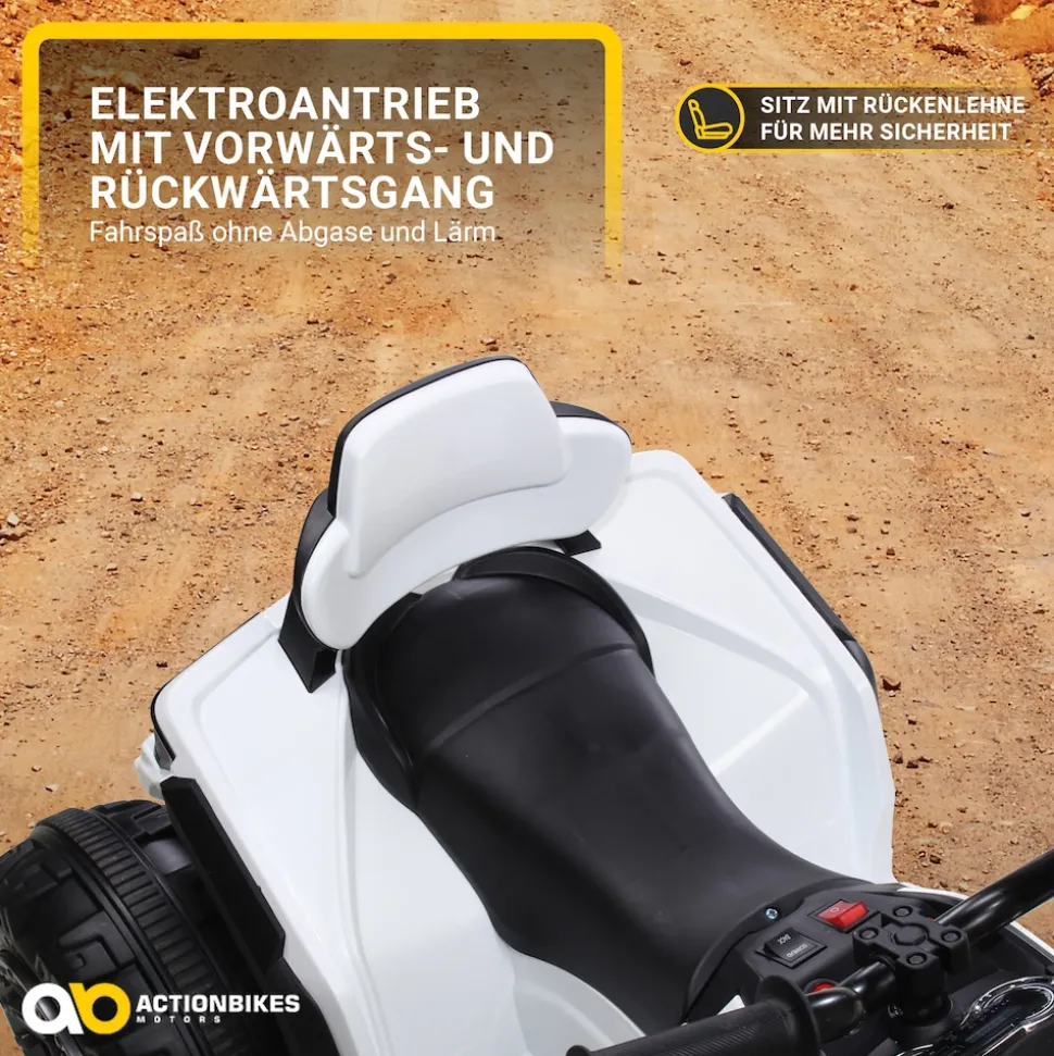 Kinderquad Bumper, Kinder-Elektroauto mit Fernbedienung, 70 Watt, Stoßdämpfer, Bremsautomatik, LED (Weiß)