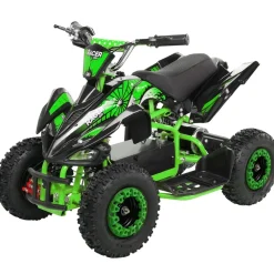 Kinderquad Racer 1000, Pocket-Quad mit 1000 Watt Elektromotor, 3 Batterien, Stoßdämpfer, bis 24 km/h (Schwarz/Grün)