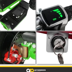 Kinderquad Racer 1000, Pocket-Quad mit 1000 Watt Elektromotor, 3 Batterien, Stoßdämpfer, bis 24 km/h (Schwarz/Grün)