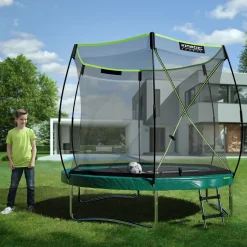 KINETIC SPORTS Trampolin Federlos-Design 'Bungee Safety Elite' - Outdoor Gartentrampolin für Kinder | Dunkelgrün Ø 244 cm Ø 244 cm