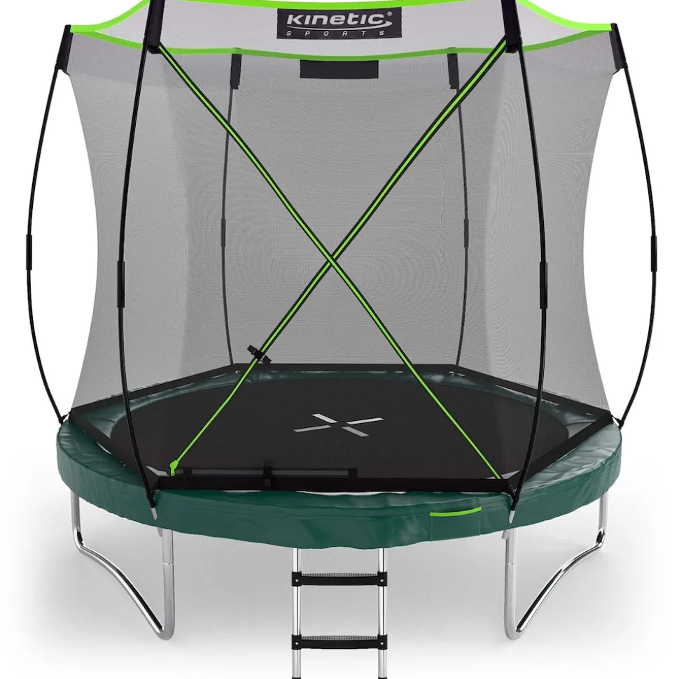 KINETIC SPORTS Trampolin Federlos-Design 'Bungee Safety Elite' - Outdoor Gartentrampolin für Kinder | Dunkelgrün Ø 244 cm Ø 244 cm