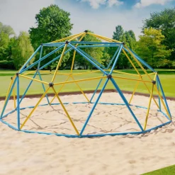 Klettergerüst 305x305x155cm DomeClimber Kinder Kletterkuppel Geodome 10FT - blau/gelb