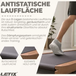 LETIX Elektrisches Laufband DeskWalk für zu Hause oder Büro, LCD-Display Motorisiertes Fitnessgerät, Schreibtisch Heimtrainer - Holz Optik - versch. Ausführungen