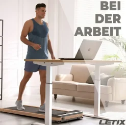 LETIX Elektrisches Laufband DeskWalk für zu Hause oder Büro, LCD-Display Motorisiertes Fitnessgerät, Schreibtisch Heimtrainer - Holz Optik - versch. Ausführungen