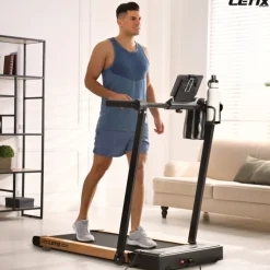 LETIX Elektrisches Laufband FoldPro 2in1 mit LCD-Display, Bluetooth & APP Funktion, für zu Hause und Büro, motorisiertes Fitnessgerät, Heimtrainer - Holzoptik