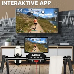 LETIX Elektrisches Laufband FoldPro 2in1 mit LCD-Display, Bluetooth & APP Funktion, für zu Hause und Büro, motorisiertes Fitnessgerät, Heimtrainer - Holzoptik