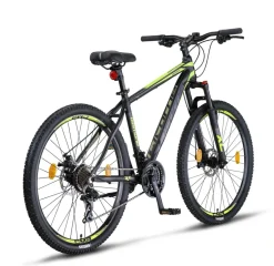 Licorne Bike Diamond Premium Mountainbike Aluminium, Fahrrad für Jungen, Mädchen, Herren und Damen - 21 Gang-Schaltung - Scheibenbremse Herrenrad, einstellbare Vordergabel 26, 27.5 und 29 Zoll Farbe:Schwarz-Lime;Größe:27.5