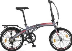 Licorne Bike Phoenix 2D, 20 Zoll Aluminium-Faltrad-Klapprad, Scheibenbremse, Discbremse, V-Bremse Faltfahrrad-Herren-Damen, 7 Gang Kettenschaltung - Folding City Bike, Alu-Rahmen, StVZO, Vorderlampe, Hinterlampe Farbe:Anthrazit-Rot;Stil:V-Bremse