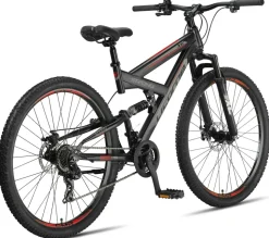Licorne Bike Strong 2D Premium Mountainbike in 26, 27,5 und 29 Zoll - Fahrrad für Jungen, Mädchen, Damen und Herren - Scheibenbremse vorne und hinten - Shimano 21 Gang-Schaltung - Farbe:Schwarz/Rot;Zoll:29.00