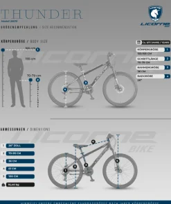 Licorne Bike Thunder Premium Mountainbike in 20, 24, 26, 27.5 und 29 Zoll Fahrrad für Mädchen Jungen Herren und Damen Discbremse Farbe:Anthrazit/Rosa;Größe:26 Zoll